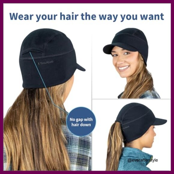 Merino Wool Ponytail Hat with Drop Down Ear Warmer for Running main image 6